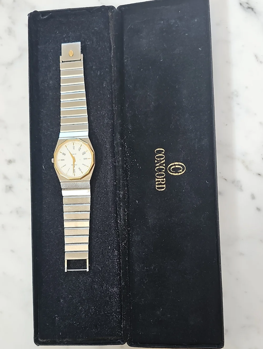 Vintage 1980s Concord Mariner SG Quartz Watch 14K Gold Bezel - For Parts/Repair